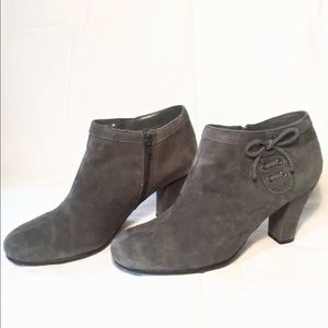 Aerosoles Gray Suede Heeled Booties